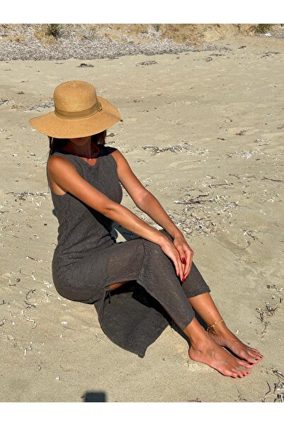 MERİCEY Women's Openwork Beach Dress with Lining and Slit Detail - Summer Casual Dress