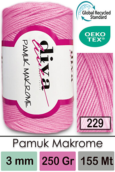 Diva İplik Diva Pamuk Макроме 229 Рожевий