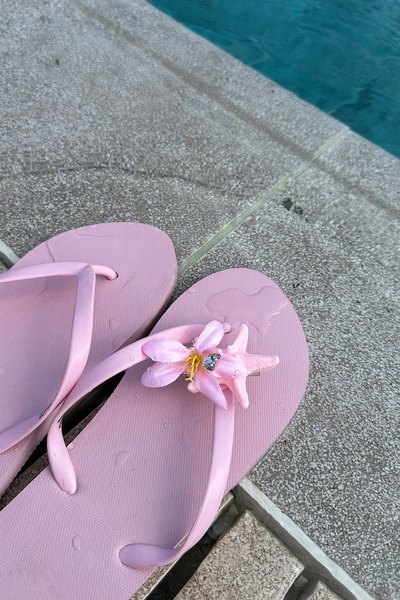 Modex Colorful Starfish Bow Stone Detail Flower Double Side Buckle (6cm)