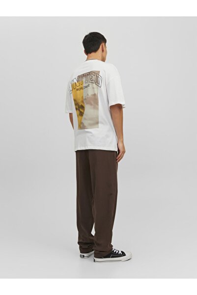 Jack & Jones Sirt Baskili Bisiklet Yaka Tisört- Brink