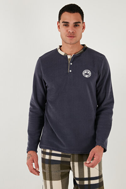 Buratti Ekoseli Regular Fit Buttoned Bike Neck Winter Fleece Pyjama Set Men's PYJAMA SET 609