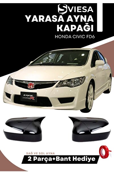 Sviesa Honda Civic FD6 Uyumlu Batman Yarasa Ayna Kapağı Piano Black