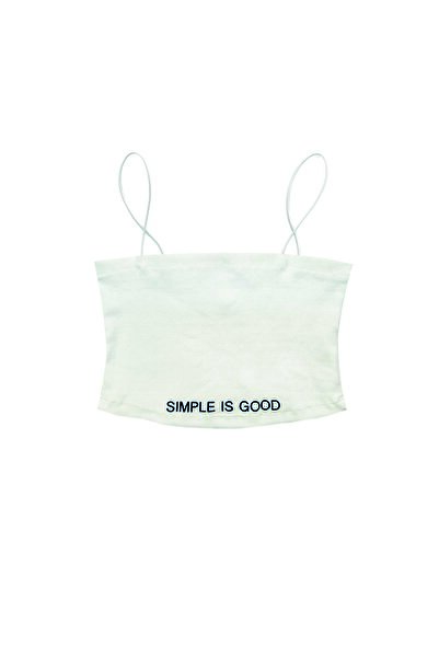 Mood Lab Women's Crop Tank Bra - Black Straps and Elastic String