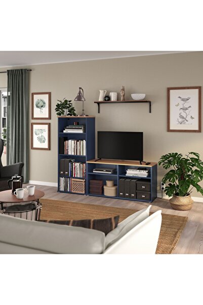 IKEA tv ünitesi, mavi-siyah, 178x38x140 cm