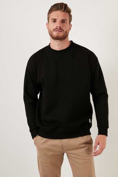 Buratti Sweat pentru bărbați, cu croială obișnuită, cu gâtul rotund, din bumbac, cu blană în interior 5905255