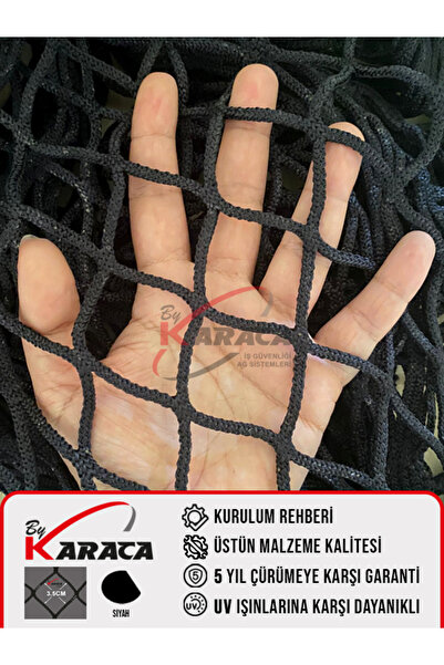 KARACAFİLE kedi Güvenlik Filesi 1.5x3 Metre - Siyah Renk, 3mm İp Kalınlığı, 3.5x3.5 cm Gözenek+ Montaj Aparat