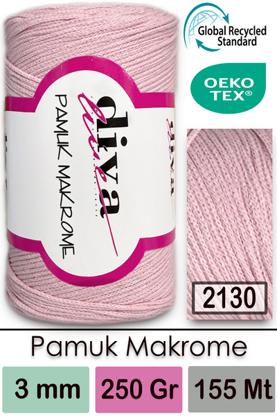 Diva İplik Diva Pamuk Makrame 2130 Puder roze