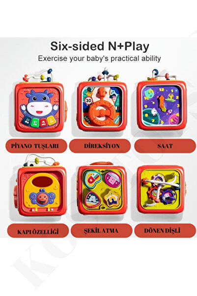 Oruç Oyuncak Bebek Oyuncağı Aktivite küpü 6 farklı oyun ve montessori gelişimi