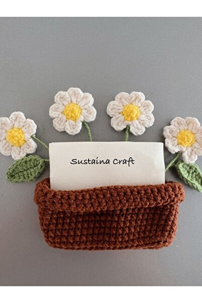Sustaina Craft El Yapımı Örgü Çiçek Saksı Magnet – Papatya & Ayçiçeği Modelleri