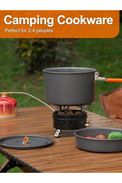 Generic Portable Camping Cookware Pot Set | Lightweight Mess Kit for Outdoor Includes Carry Bag