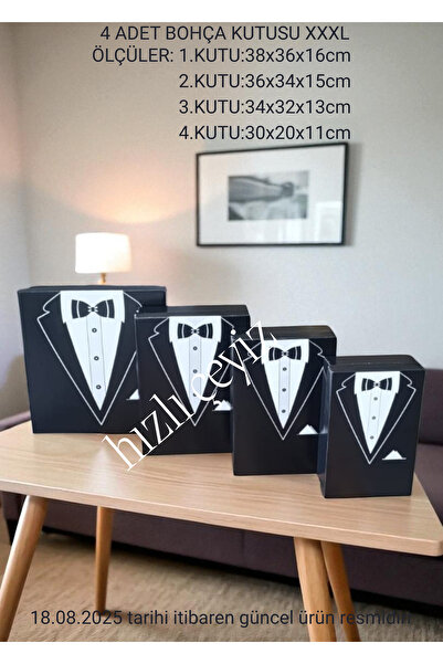 Redkutu 4 lü Büyük Boy Damat Çeyiz Bohça Çeyiz Kolisi - Kutusu (Katlanmış Haz...