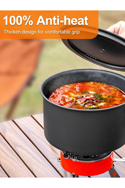 Generic Portable Camping Cookware Pot Set | Lightweight Mess Kit for Outdoor Includes Carry Bag