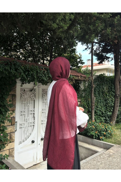 ARMANDA MÜSLİN BİYELİ DEGRADE ŞAL - BURGUNDY-BORDO