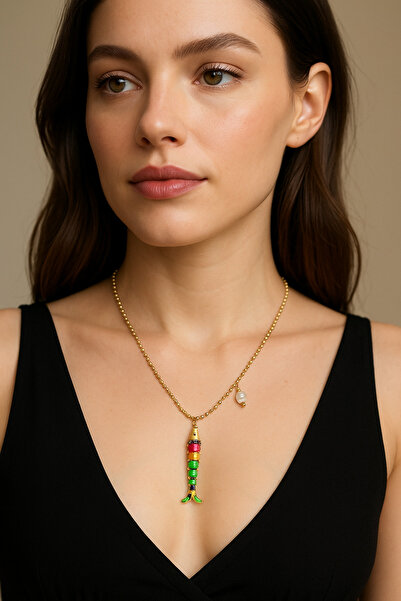 Atölye Myth قلادة سمكة ملونة من الفولاذ - 2