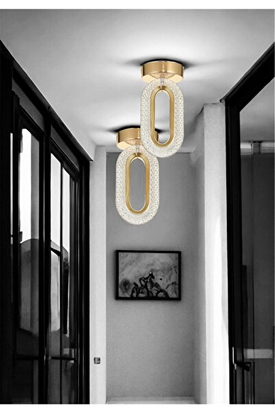 Marsel Lighting SERRA PLAFONYER Ledli Avize Tavana Sıfır Gold Sarı Gövde 3 Renk Modu Koridor yatak Odası Çocuk Odası