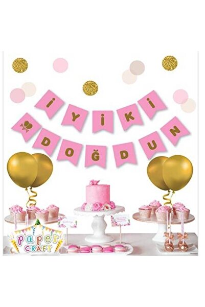 Deniz Party Store Pink Happy Birthday - Πάνω από χρυσό φύλλο