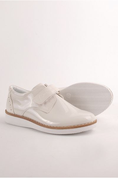 Rıdvan Çelik Boy's Cream Patent Leather Classic Casual Shoes
