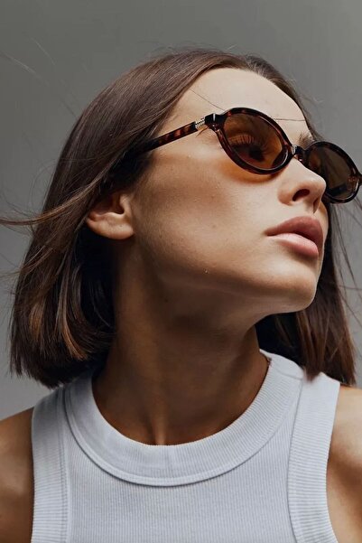 COOLANDBETTER Mıux Leopard Oval Frame Brown Glass Popular Sunglasses