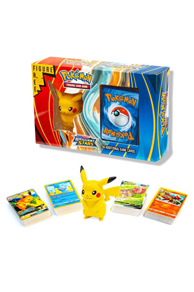 Beyaz At 50 بطاقة ألعاب معززة لبطاقات البوكيمون التجارية مع هدية شخصية بيكاتشو بوكيمون