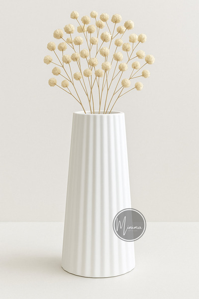 Minima Art Studio Nora – 18 cm Modern Konik Oluklu Dekoratif Vazo