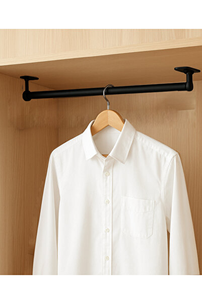 ShopyTime Dolap Askı Borusu Yuvarlak Siyah ( 30 cm )