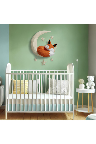 YSY AKROBAT Uyuyan Tilki 3D Duvar Dekoru 60x78cm | Bebek ve Çocuk Odası için Dekor | Kendin Yap Hobi