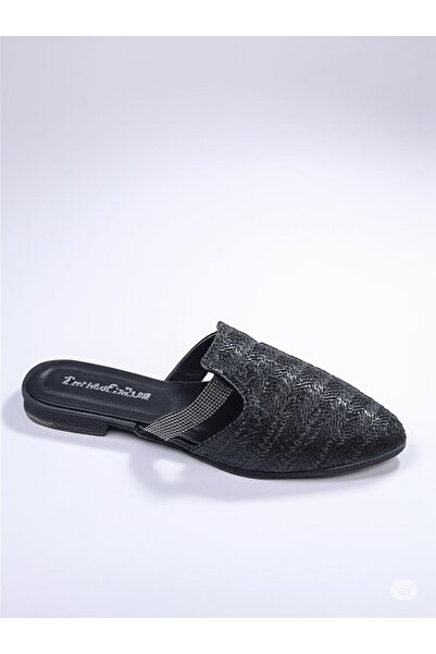 adelix Women's Stone Detailed Stylish Slippers Black