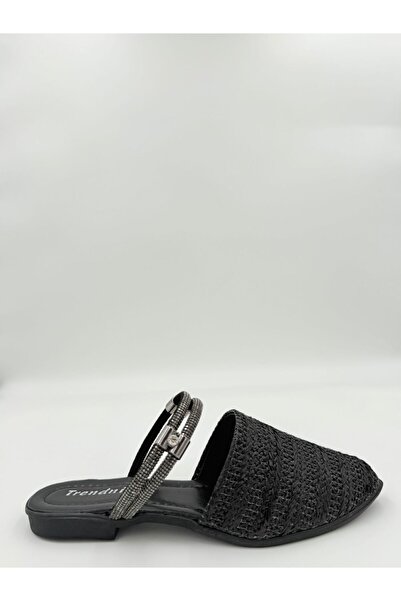 adelix Women's Knitted Textured Slingback Slippers Black