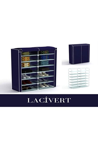 Genel Markalar Çok Amaçlı  2 Bölmeli Bez Dolap, Bez Ayakkabılık -Lacivert