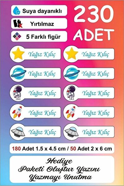 Genel Markalar okul etiketi Kalite 230 Adet Kişiye Özel İsimli Defter Kalem m&ro Okul Etiketi sticker
