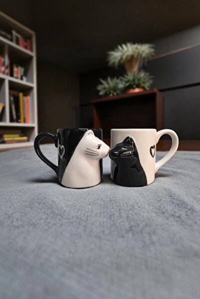 Sönmez Seramik Sevgili Kediler Çift Kupası - Seramik Kupa