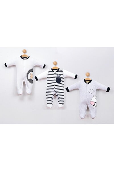 ASN APPAREL طقم رومبير للأطفال حديثي الولادة بنقشة الباندا باللون الرمادي للج...