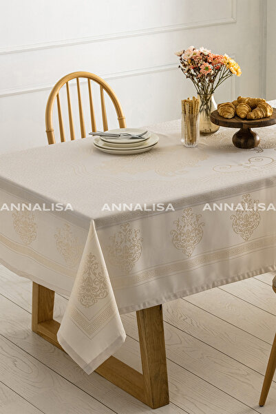 scarlet home collection Neoplan Su Geçirmez Jakarlı Polyester Masa Örtüsü