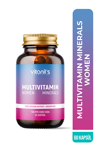 Vitanil's Nutrition Multivitamin Minerals Women (13 Tip Vitamin 8 Tip Mineral - Korean & Coenzim Q10 Ext.) 60 Kapsül