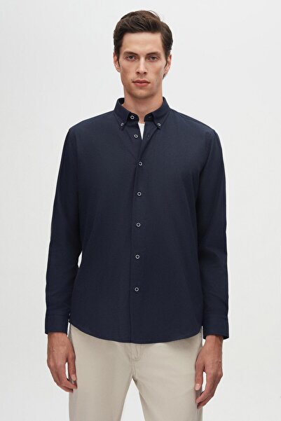 D'S Damat Obyčejná zimní košile v tmavě modré barvě