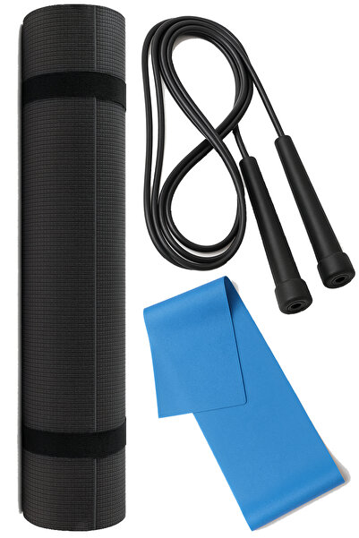 Tosima Pilates Seti (3 Parça) – 6mm Pilates Minderi + Atlama İpi + Pilates Lastiği | Evde Spor ve Fitness