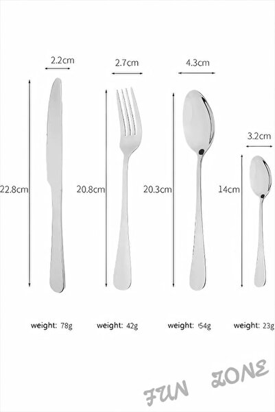Generic FUN ZONE 24-piece Stainless Steel Cutlery Set Silver