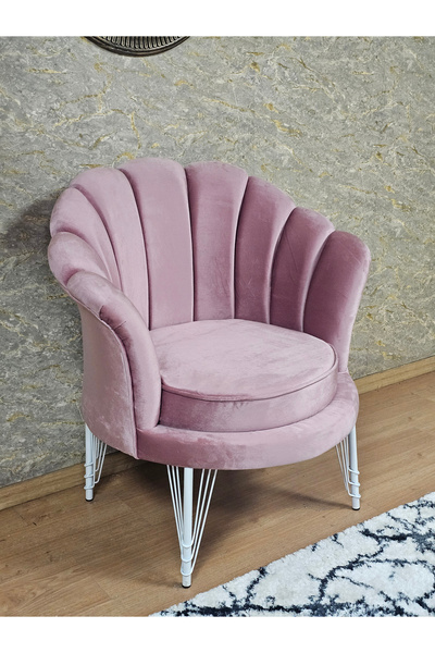 SEVİNÇ MOBİLYA Tekli İstiridye Beyaz Boyalı Telli Ayak Çay Seti Koltuk Tekli ...