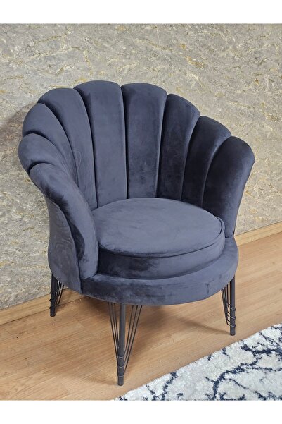 ZAFİR Tekli İstiridye Siyah Boyalı Telli Ayak Çay Seti Koltuk Tekli Berjer , ...