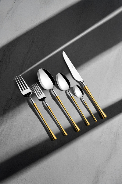 Nehir Marbella Gold Simple 12-Person 72-Piece Cutlery Set
