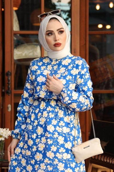 InStyle Daisy Pattern Woven Dress - Indigo