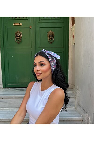 KÜÇÜĞÜM BUTİK Bandana cu detaliu de legare cu flori turcoaz-lila