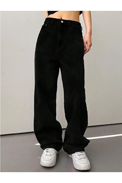 Bigowl Γυναικείο ψηλόμεσο μαύρο τζιν Μαύρο φαρδύ τζιν παντελόνι Palazzo Julia