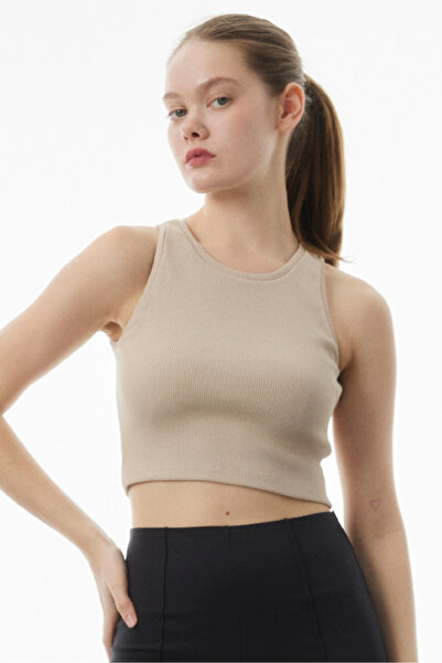 Mood Lab Εύκαμπτος πλεκτός εσώρουχος με ραβδωτό γιακά Crop Halter