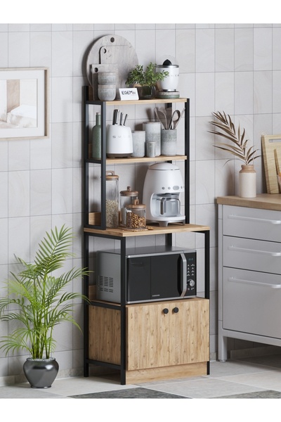 EGEMEV Kahve Köşesi Çok Amaçlı Mutfak Bangosu 2 KAPAKLI MUTFAK Dolabı FIRIN DOLABI KAVANOZ RAFI