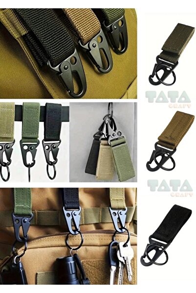 TATA CRAFT 1 Adet SİYAH PENÇE METAL TOKALI KARABİNA KLİPSLİ OUTDOOR ANAHTARLI...