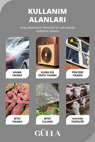 GÜELA Şarjlı ve Yüksek Basınçlı Oto Yıkama Ve Sulama Tabancası