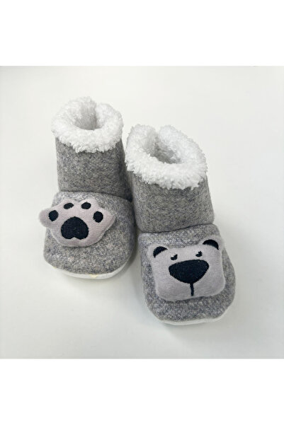 Puppis Baby Ilkadım Bebek Ev Pandufu, Patili %100 Organik Yün, Kaydırmaz Taban, Terletmeyen