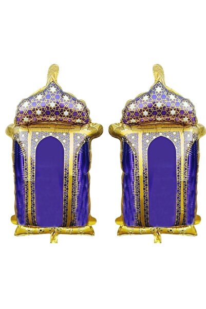 partidolu Ramadan Themed Oil Lamp Shaped Navy Blue Color 45 cm Foil Balloon 2 Pieces