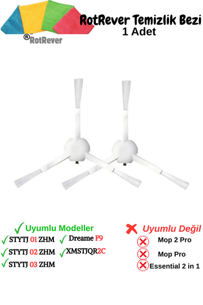 RotRever Perie laterală compatibilă cu Xiaomi Vacuum Mop Pro 2+3D, Vacuum Mop 1C, 2C, Set de înlocuire pentru cârpă RotRever - 3 bucăți